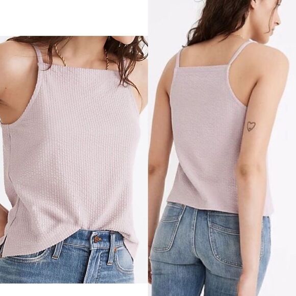 Madewell NWT Seersucker Apron Tank Top In Classic Lilac Size S - Picture 1 of 6